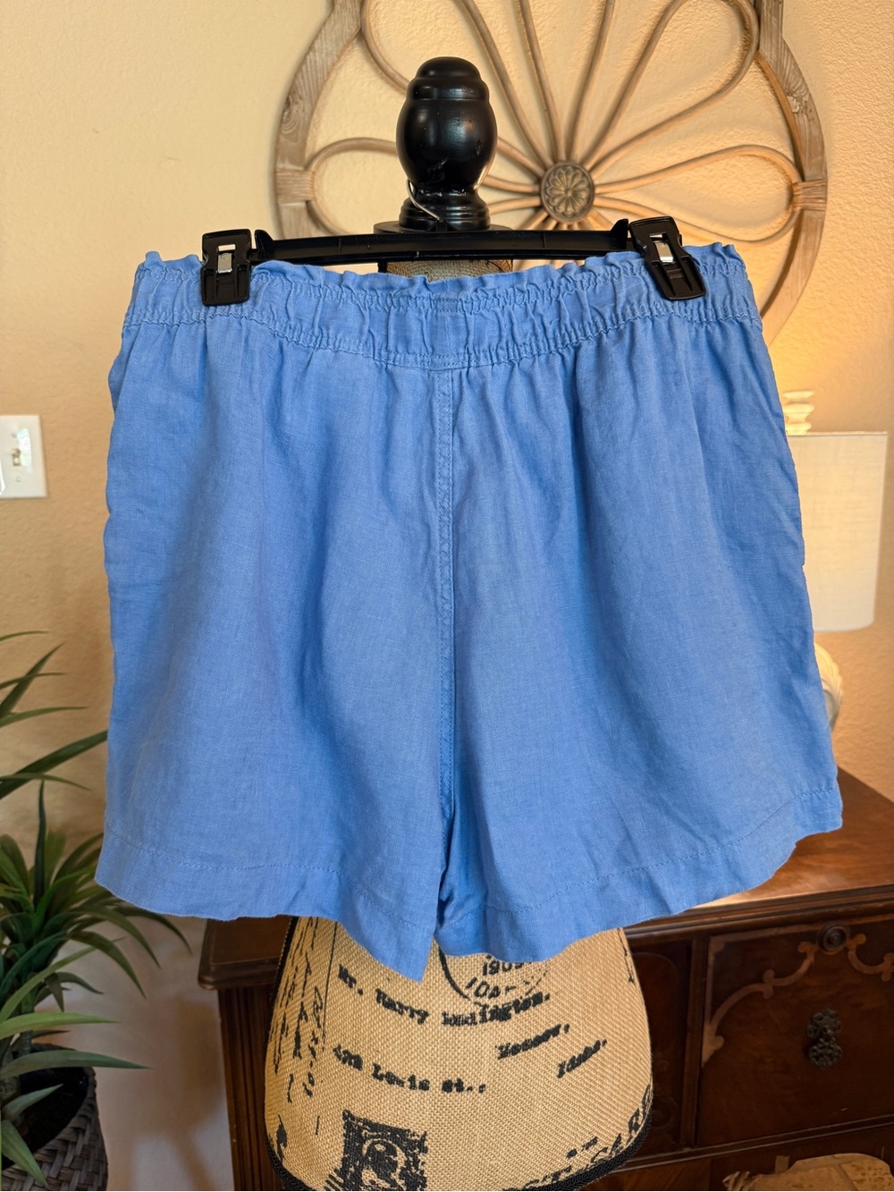 H&M Periwinkle Blue Women's Linen Elastic Waist Shorts